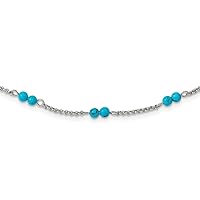 4.5mm Chisel Stainless Steel Polished Simulated Turquoise Beaded With 1.75 Inch Extension Necklace 33.5 Inch Jewelry for Women