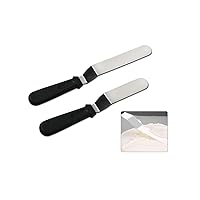 Curved Icing Spatula, 2Pack of Black Stainless Steel Offset Spatula,6-Inch/8-Inch Blade, 10.6-Inch/12.6-Inch Overall