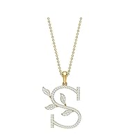 1.50Ct Round Cut D/VVS1 Diamond 14K Yellow Gold Plated 925 Sterling Silver Initial S Pendant Free Chain For Women & Girls