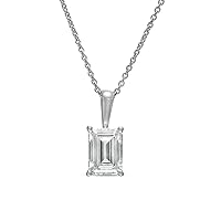Dazzle Touch 14K White Gold Finish 2.00 Ct Round Emerald Pear Princess Cut Simulated (CZ) Solitaire Pendant for Womens And Girls Present 925 Sterling Silver (Emerald, Sterling Silver)