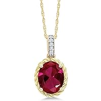 Oval Cut Red Ruby & & Cubic Zirconia Diamond 18