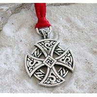 Pewter Solar Cross Celtic Irish Druid Christmas Ornament Holiday Decoration