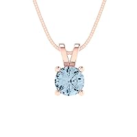 Clara Pucci 0.50 ct Round Cut unique Fine jewelry Natural Sky blue Topaz Solitaire Pendant With 16