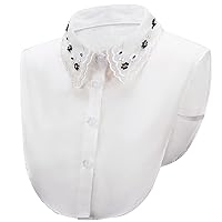 False Collar Detachable Half Shirt Blouse Embroidery Floral Lace Fake Collar Elegant for Women Girls
