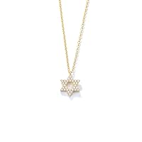 14k Gold Star Charm Necklace with Drilled Diamond， Unique & Romantic Pendant, Best Gift for Anniversary, Mother's Day or Special Occasions