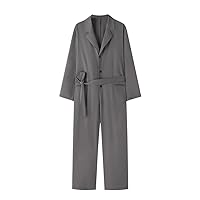 Korean Style Men' Suit Collar Design Rompers Casual Male Solid Well Long Sleeved Jumpsuits