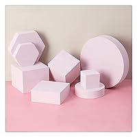 GISELA D 8Pcs Photography Background Props Hard Foam Shapes for Lipstick, Jewelry, Cosmetics, Makeup Tools, Food; Geometric Cube Photo Props for Products(Pink)