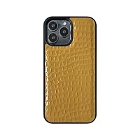 Genuine Leather Case for iPhone 14 Pro Max/14/13/12/11 Mini，for IPhone14 Plus Case，Classic Genuine Leather Slim Luxury Business Shockproof Protective Phone Case (Color : Yellow, Size : for IPh