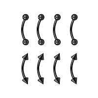 10PCs Surgical Steel 16G Ball/Spike Snake Eye Curved Barbell Eyebrow Ring Lip Daith Rook Earrings Cartilage Piercing Jewelry 5/16