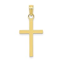 10k Gold 3 d Block Religious Faith Cross High Polish Measures 27x12mm Wide Jewelry for Women