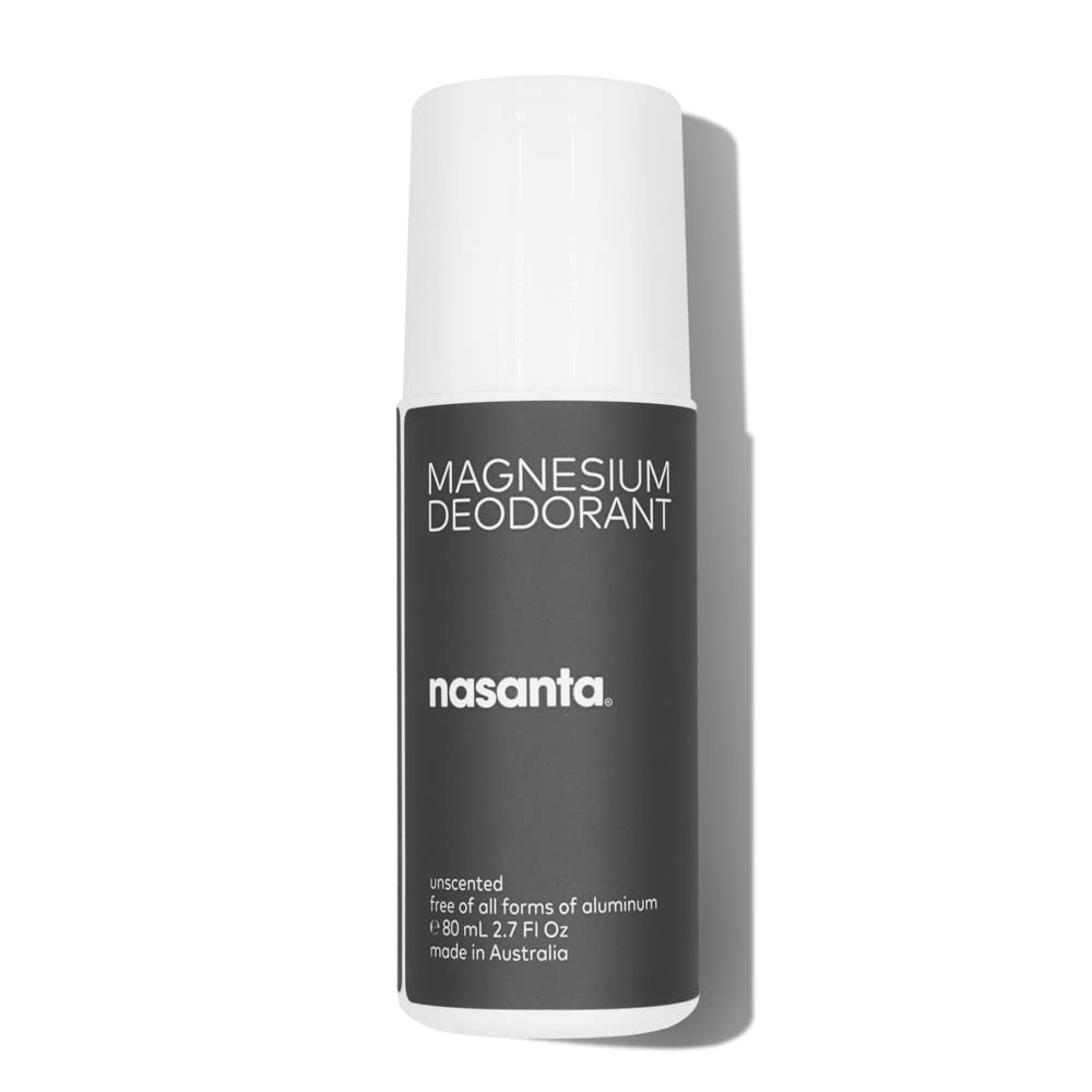 nasanta Magnesium Deodorant - Australian Made, Aluminum Free, Baking Soda Free, Alcohol Free - Clinically Tested for Sensitive Skin - Unscented For Men and Women - 80 mL 2.7 Fl Oz - Roll on