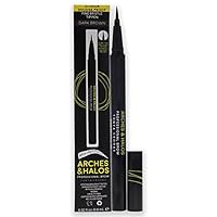 Arches & Halos Fine Bristle Tip Pen - Creamy, Buildable Formula for Shaping and Defining Eyebrows - Waterproof, Long Lasting, 24 Hour Color - Precise Bristled Applicator Tip - Dark Brown - 0.02 oz
