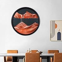 Moving Sand Art Picture,Moving Sand Landscape Round Glass 3D Deep Sea Screen Flowing Sand Shelf,Home Office Work Desk/Red/44CM/17IN