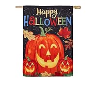 Evergreen Flag Beautiful Autumn Haunted Halloween Suede House Flag - 28 x 44 Inches Fade and Weather Resistant Outdoor Decoration For Homes, Yards and Gardens