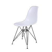 GIA Contemporary Armless Dining Chair with Black Metal Legs, Set of 1, White