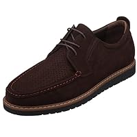 Men's Brown Big Size Handmade Genuine Nubuck Loafer Shoes Classic Casual Shoes Comfortable Loafers Lace Up Boat Shoes
