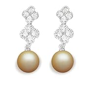 9 mm South Sea Cultured Pearl and 0.76 carat total weight diamond accent Earring in 14KT White Gold
