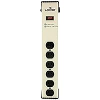 Leviton 5300-IPS 120 Volt, 15 Amp, Surge Protected, 6-Outlet Strip with Switch, Heavy Duty, 6-Ft, Beige