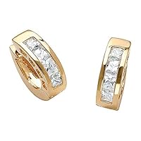3 CT Princess Cut Created Diamond Engagement Hop Earrings 14k Yellow Gold Over