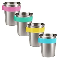 SOPHICO Magnetic Hanging Cups for Toddlers Kids and Adults, Hanging Cup on Fridge or Water Coolers, for Independent Drinkers (Mix, Stainless Steel)