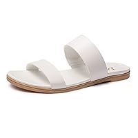 LM Women's Slide Sandals Two Band Slip On Flat Sandals Casual Summer Sandals