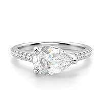 3 ct Moissanite Engagement Rings for Women, D Color Pear Solitaire Lab Diamond Ring 18K White Gold Plated 925 Sterling Silver Wedding Promise Rings Size 3-12