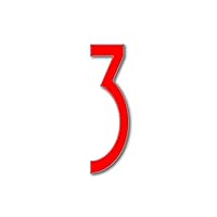 House Number 3 AVENIDA Door Numbers in 3 Sizes (15, 20, 25cm / 5.9, 7.8, 9.8in) Modern Floating House Number Acrylic incl. Fixings, Colour:Red, Size:15cm / 5.9'' / 150mm