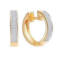 Yellow Gold Plated 925 Silver 0.03 ct (J-K Color, I1-I2 Clarity) huggie hoop earrings, Multi Channel setting small hoops, dainty Yellow Gold hoops with diamonds.