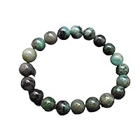 Natural Emerald 10mm rondelle smooth 7inch Semi-Precious Gemstones Beaded Bracelets for Men Women Healing Crystal Stretch Beaded Bracelet Unisex