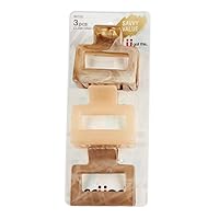 Scunci by Conair Hair Claw Clips for Women, Hair Claw Clip Set, Chunky No-Slip Hair Clips in Neutral Taupe and Blonde Shades, 3 Count (Pack of 1)