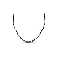 50.00 Cts Black Diamond Strand Rough Bead Necklace in 14K White Gold
