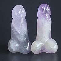 28-30mm Two Hand Carved Mixed gemstom Man genital Penis Figurine for Gifts (African Amethyst)