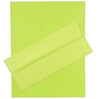 JAM PAPER #10 Business Stationery Set - 4 1/8 x 9 1/2 Envelopes & Matching Letter Paper - Ultra Lime Brite Hue - 100/Pack