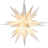 Elf Logic 14” Bright White LED Moravian Star Tree Topper - Hanging Outdoor/Indoor Christmas Tree Star Topper Light - Use as Holiday Decoration, Porch Light, Wedding and Ballroom Venue Decor