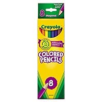 Crayola 684008 Long Barrel Colored Woodcase Pencils, 3.3 mm, 8 Assorted Colors/Set
