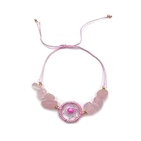 Woven Dream Catcher Chip Stone Adjustable Pull Tie Bracelet - Healing Crystal Fashion Handmade Jewelry Boho Accessories