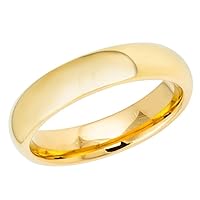 5mm Tungsten Ring Wedding Band for Men and Women Gold Plated Polish Dome Ring Size 5-13 SHJTCR084-5mm