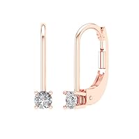 4 ct Brilliant Round Cut Genuine Lab grown Diamond Drop Dangle SI1-2 G-H 14k Yellow Gold Earrings Lever Back