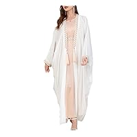 2 Piece Matching Evening Women Turkey Muslim Dubai Outfit Kimono Open Maxi Dress Islamic Arabic Clothing Eid