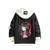 Anime Jeans Jacket Cosplay Hooded Sweatshirt Casual black Denim coat Men Trucker Jacket Halloween