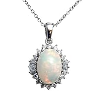P7855 Cluster African Oval Shape (10x14mm) Opal Sterling Silver Pendant