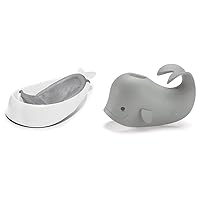 Baby Bath Tub, 3-Stage Smart Sling Tub, Moby, White & Baby Bath Spout Cover, Universal Fit, Moby, Grey