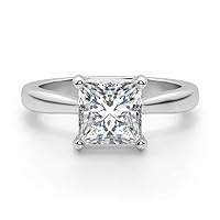 10K Solid White Gold Handmade Engagement Ring 2.5 CT Princess Cut Moissanite Diamond Solitaire Wedding/Bridal Ring for Women/Her, Awesome Ring Gift for Her