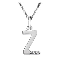0.05 CT Round Created Diamond Accent Initial Letter Z Pendant Necklace 14K White Gold Over