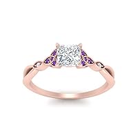 Choose Your Gemstone Vintage Irish Diamond CZ Ring Rose Gold Plated Princess Shape Vintage Engagement Rings Everyday Jewelry Wedding Handmade Gifts for Wife US Size 4 to 12