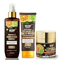 W.OW Vitamin C Face Wash Tube with Vitamin C Face Cream & Vitamin C Mist Toner Combo - Net Vol 350mL