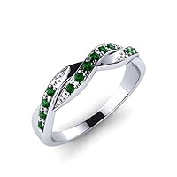 Sterling Silver 925 Emerald Round 2.00mm Promise Ring With Rhodium Plated | Promise Ring For Girls Birthday Gift
