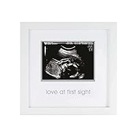 Pearhead Love at First Sight Sonogram Picture Frame, Pregnancy Ultrasound Keepsake Photo Frame, Gender-Neutral Baby Nursery Décor, 4x3 Photo, White