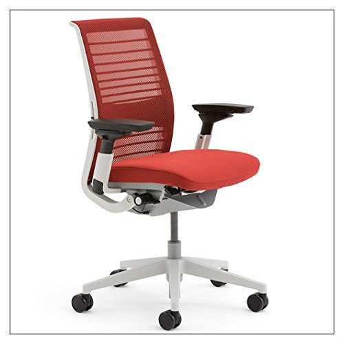 Steelcase Think Chair (R) - 3D Knit Back by Steelcase, 3D Knit Color = Scarlet; seat Fabric = Cogent Scarlet; Frame=Seagull