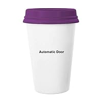 Automatic Door Black Symbol Pattern Coffee Mug Glass Pottery Ceramic Cup Lid Gift